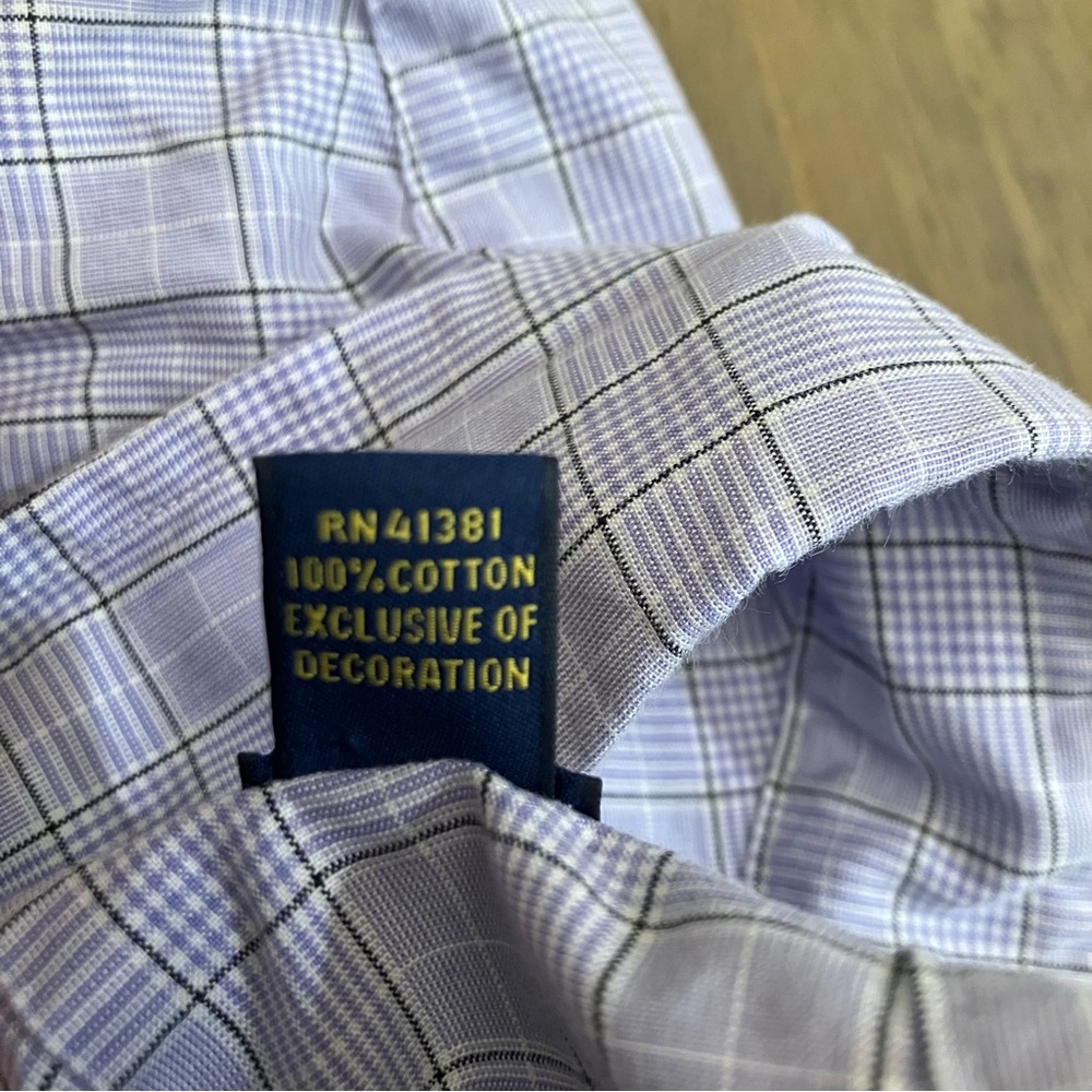 Ralph Lauren‎ Shirt Mens Size XL Button Up Plaid Long Sleeve White Blue Pony - Picture 4 of 9